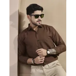 Men Slim Fit Solid Spread Collar Formal Shirt