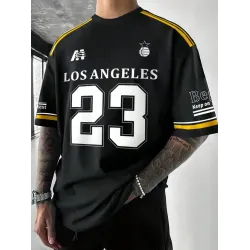 Men Printed Round Neck Cotton Blend Black T-Shirt