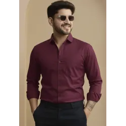 Men Slim Fit Solid Spread Collar Formal Shirt