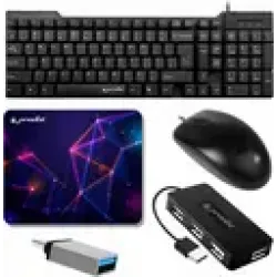 PRODOT High Performance Set of 5 Wired Combo 247 Floated Key Keyboard & 185 Mouse Combo Set  (Black, Multicolor)
